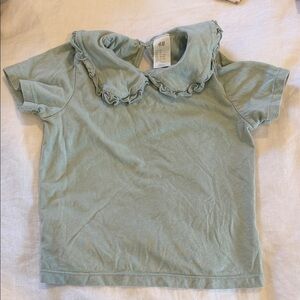 H&M Kids Short Sleeve Top with Ruffled Collar - Light Green
